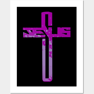 Purple Jesus Cross Posters and Art